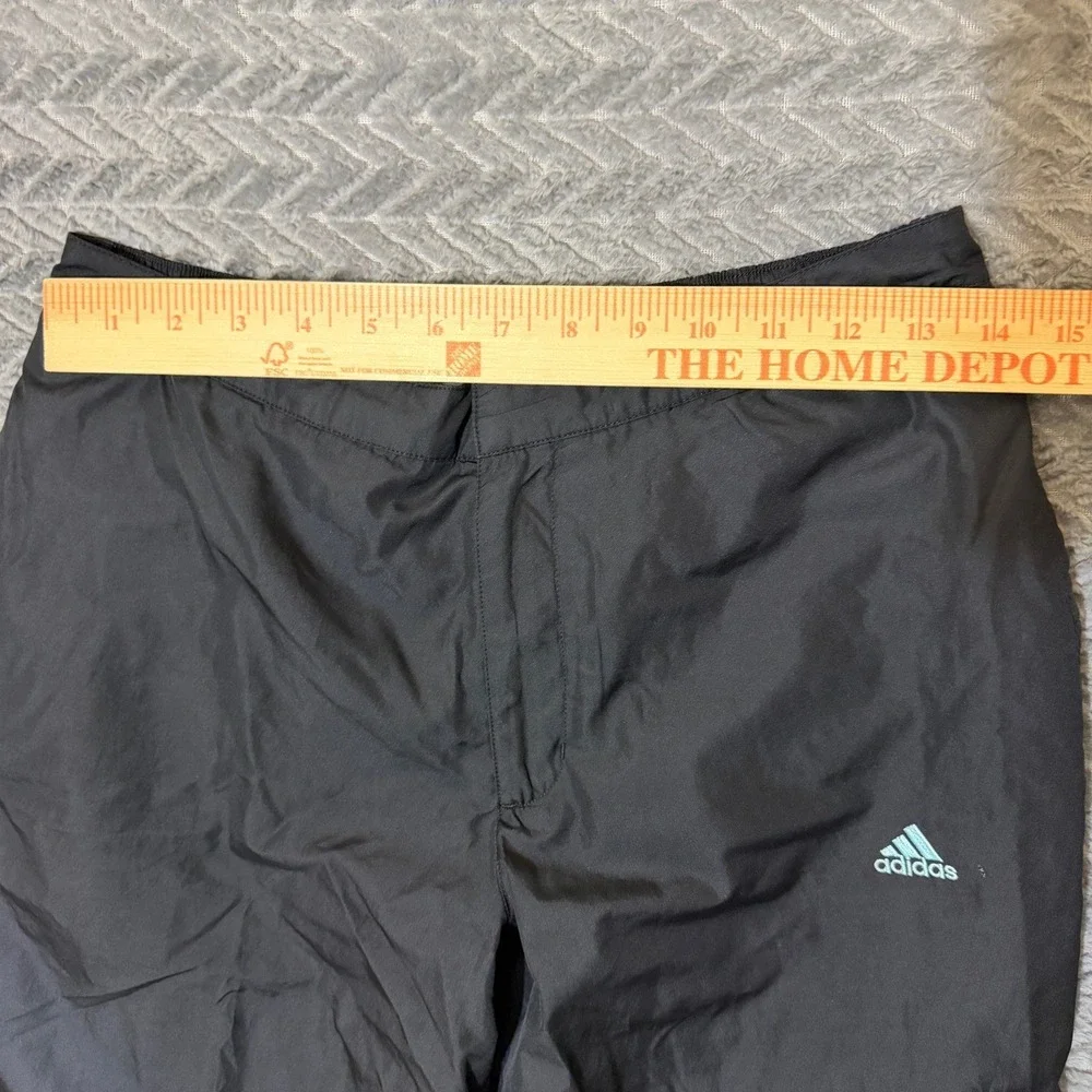 Vtg Adidas Track Windbreaker Pants Men Medium Black Baggy Y2K Zipper Lined